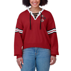 San Francisco 49ers WEAR by Erin Andrews Women's Lace-Up Sweater Scarlet | NFL