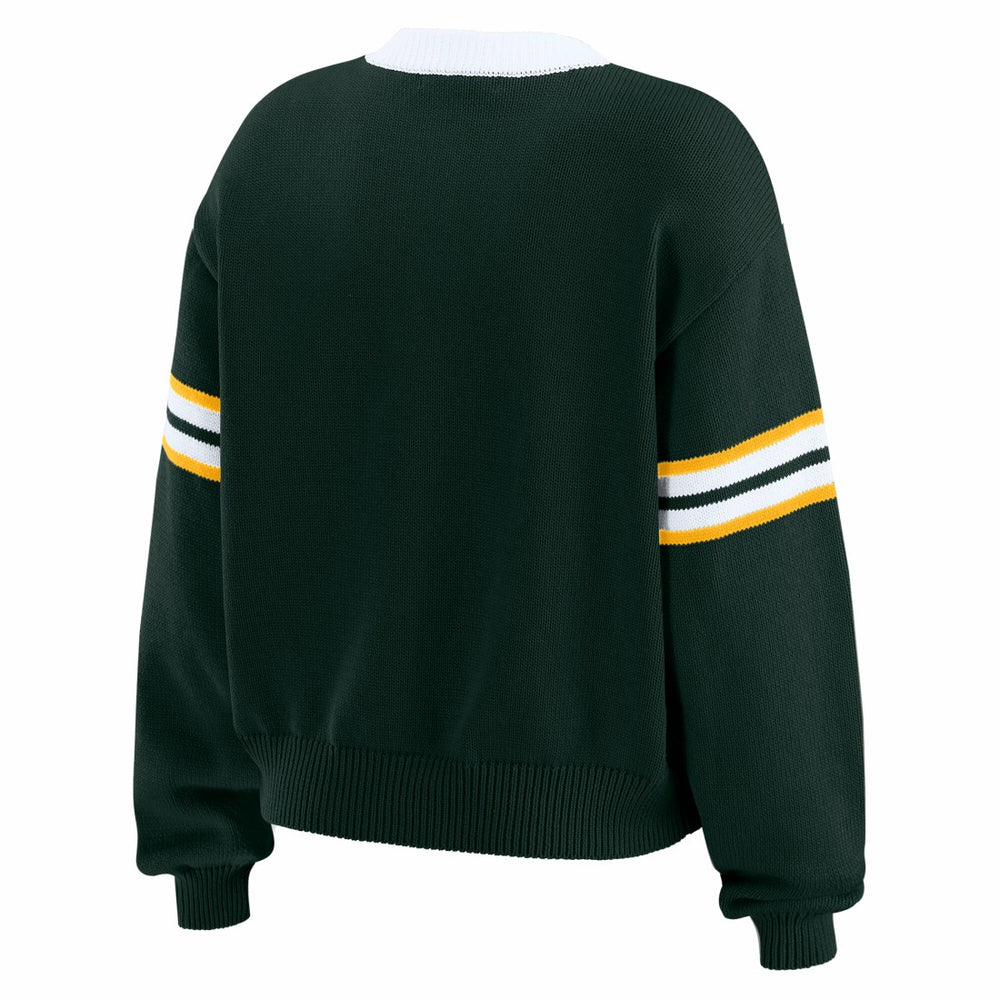 Green Bay Packers WEAR by Erin Andrews Women's Lace-Up Sweater Green | NFL