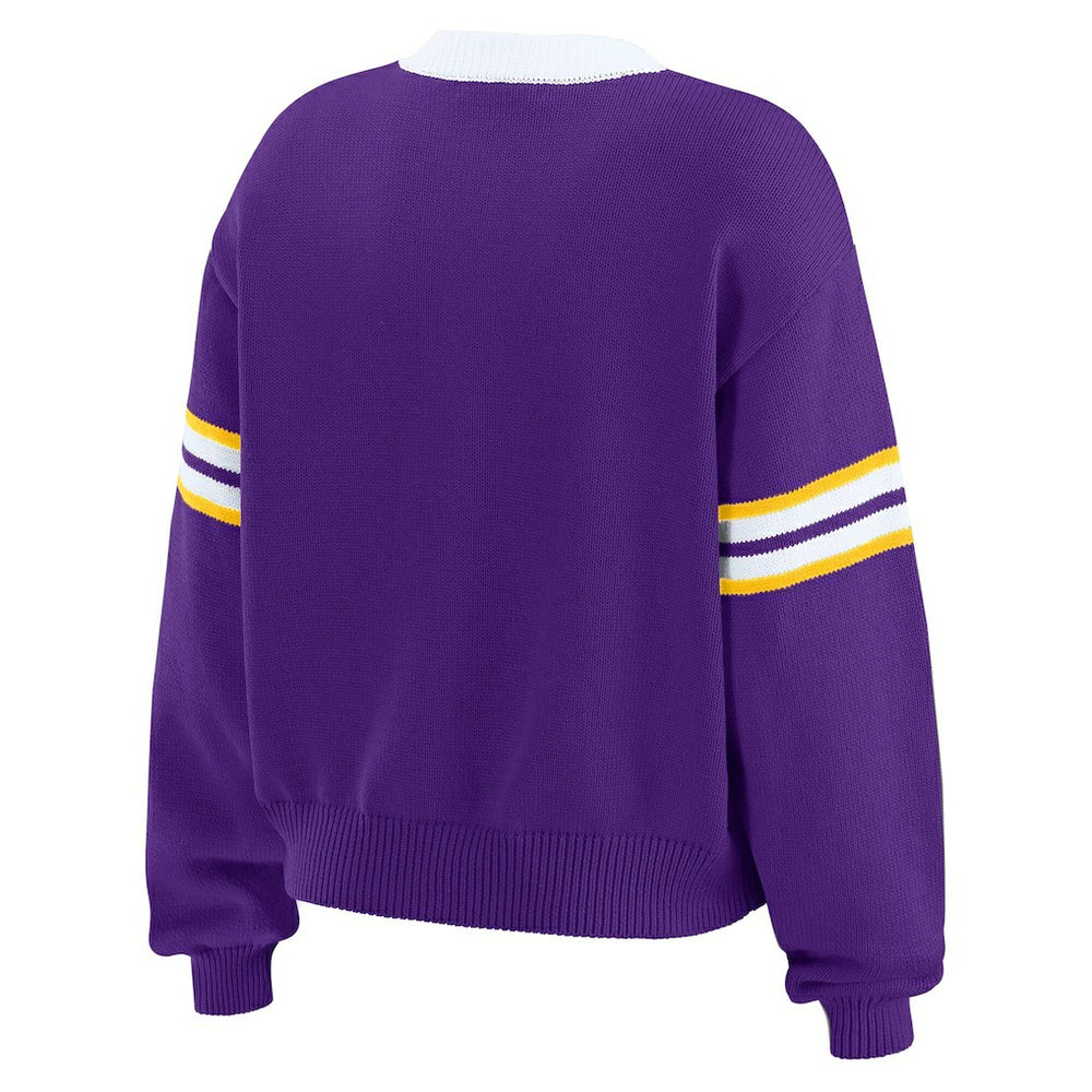 Minnesota Vikings WEAR by Erin Andrews Women's Lace-Up Sweater Purple | NFL