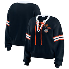 Chicago Bears WEAR by Erin Andrews Women's Lace-Up Sweater Navy | NFL