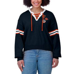 Chicago Bears WEAR by Erin Andrews Women's Lace-Up Sweater Navy | NFL