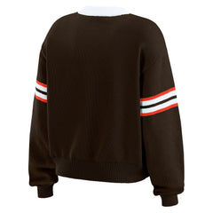 Cleveland Browns WEAR by Erin Andrews Women's Lace-Up Sweater Brown | NFL