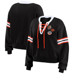 Cincinnati Bengals WEAR by Erin Andrews Women's Lace-Up Sweater Black | NFL