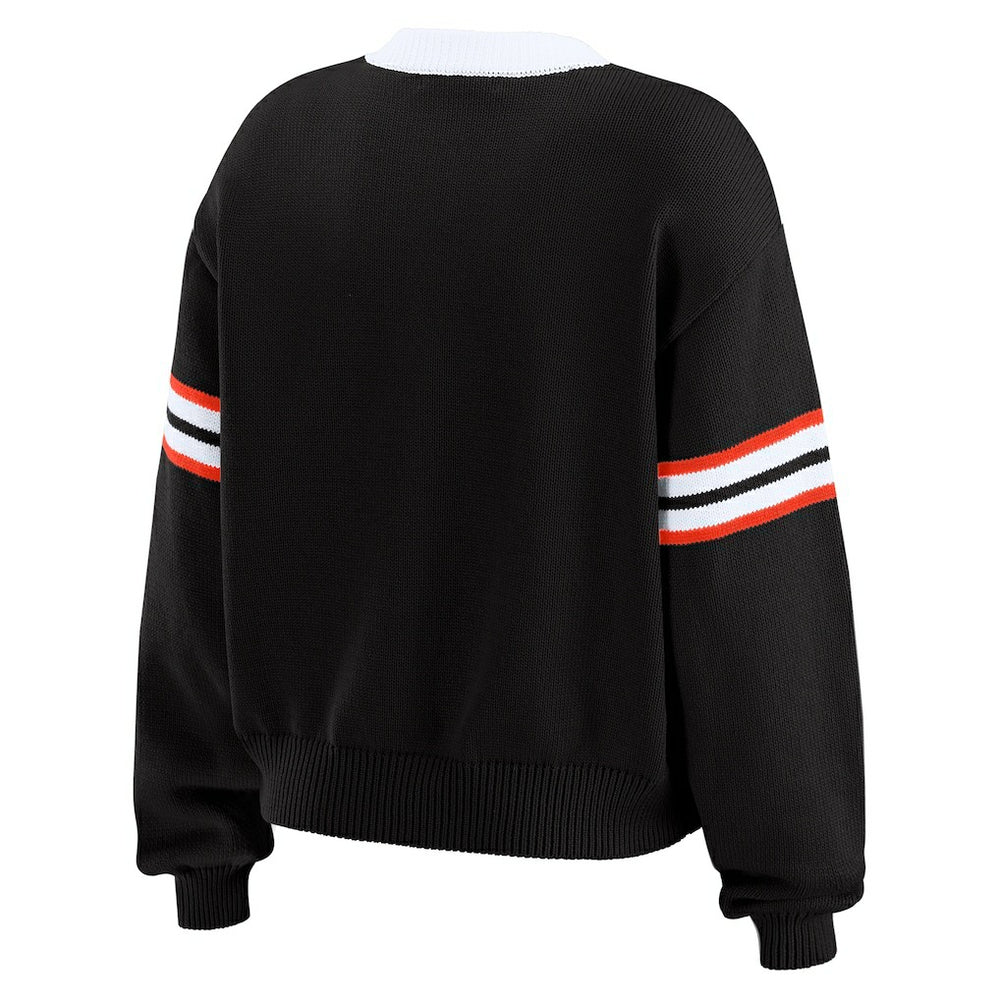 Cincinnati Bengals WEAR by Erin Andrews Women's Lace-Up Sweater Black | NFL