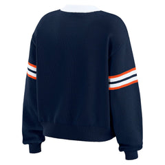 Denver Broncos WEAR by Erin Andrews Women's Lace-Up Sweater Navy | NFL