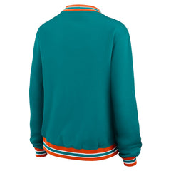 Miami Dolphins WEAR by Erin Andrews Women's Oversized Long Sleeve V-Neck Sweatshirt Aqua | NFL