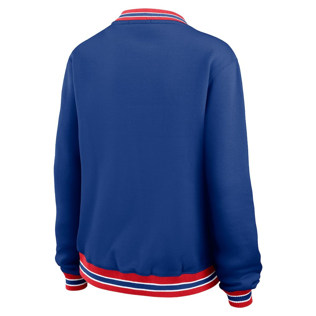 New England Patriots WEAR by Erin Andrews Women's Oversized Long Sleeve V-Neck Sweatshirt Navy | NFL