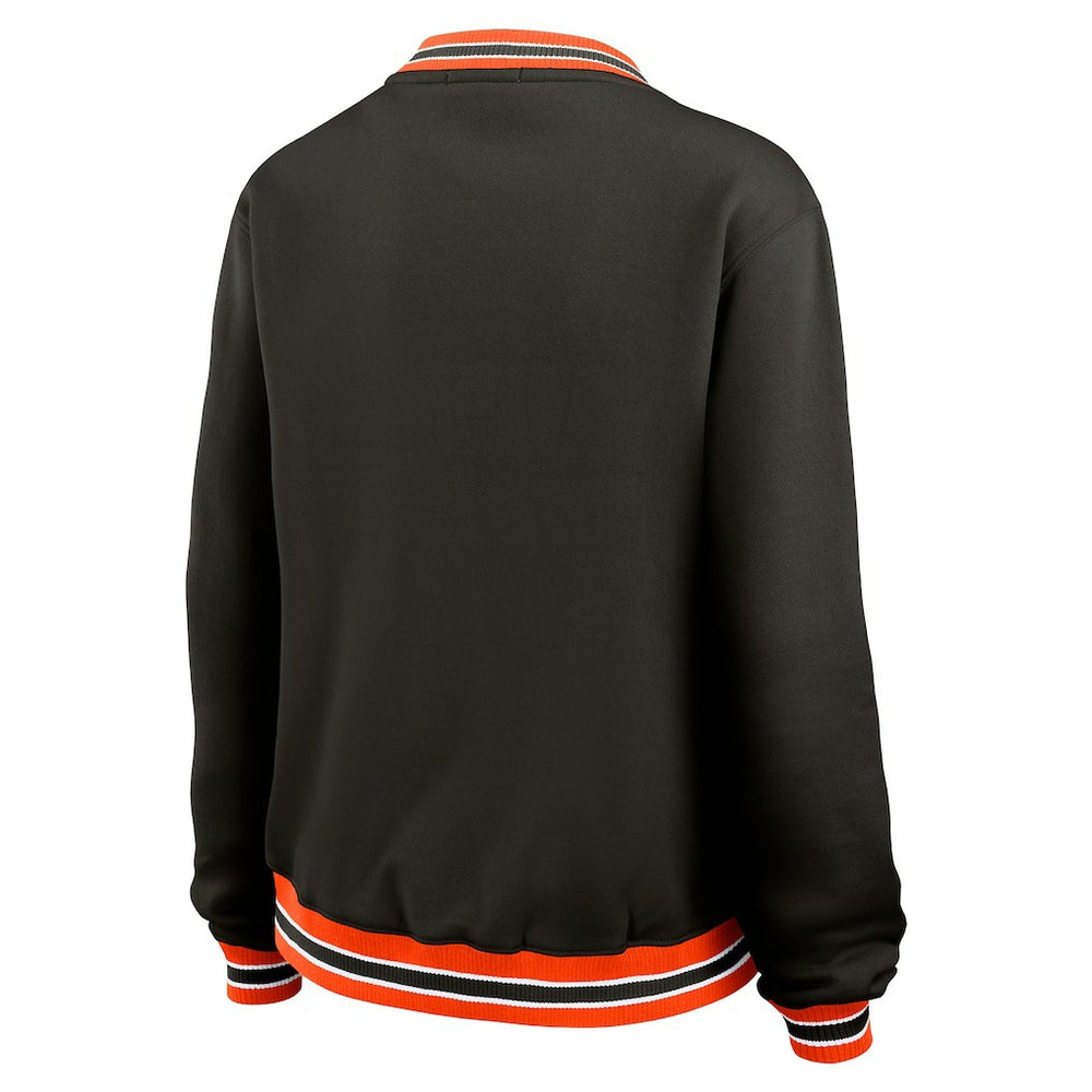Cincinnati Bengals WEAR by Erin Andrews Women's Oversized Long Sleeve V-Neck Sweatshirt Black | NFL
