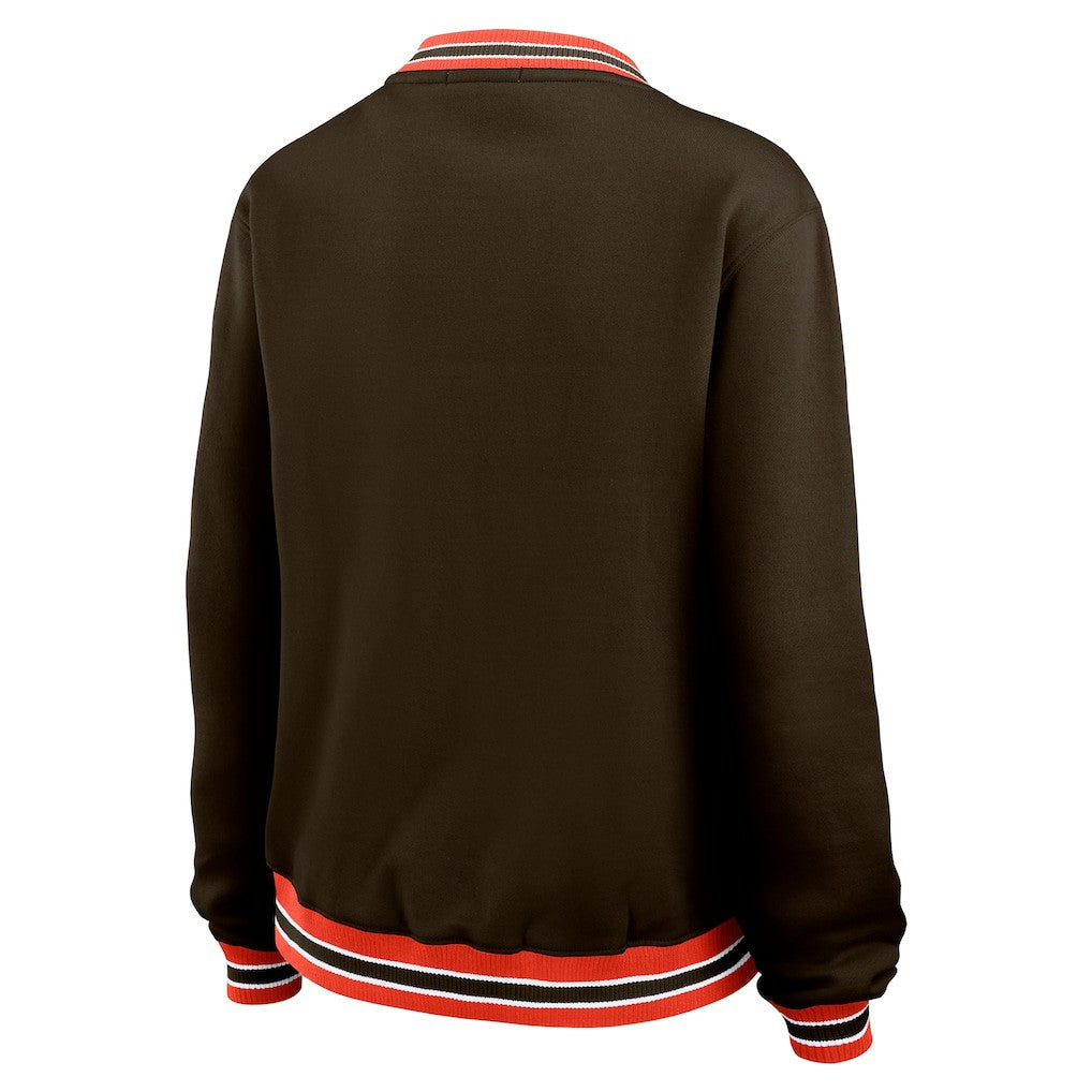 Cleveland Browns WEAR by Erin Andrews Women's Oversized Long Sleeve V-Neck Sweatshirt Brown | NFL
