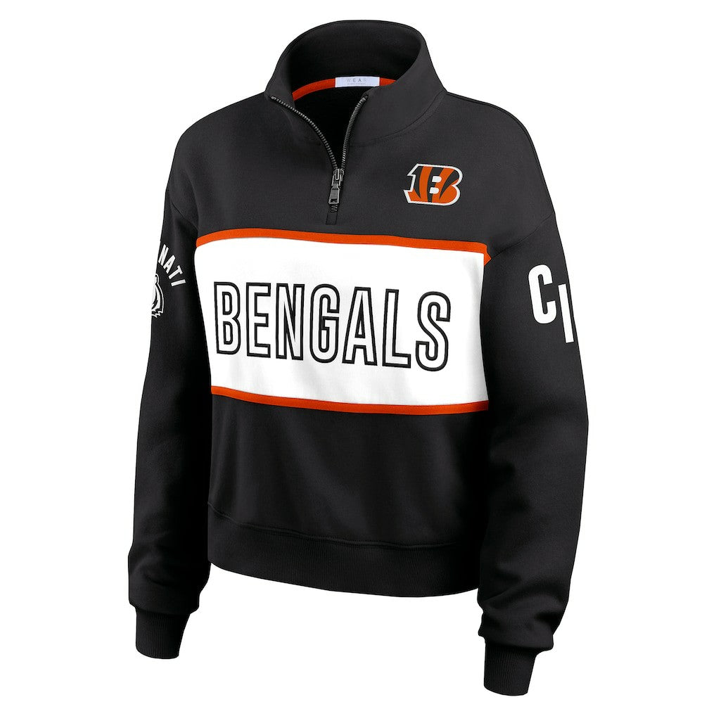 Cincinnati Bengals WEAR by Erin Andrews Women's Quarter-Zip Jacket Black | NFL