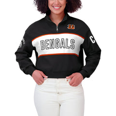 Cincinnati Bengals WEAR by Erin Andrews Women's Quarter-Zip Jacket Black | NFL