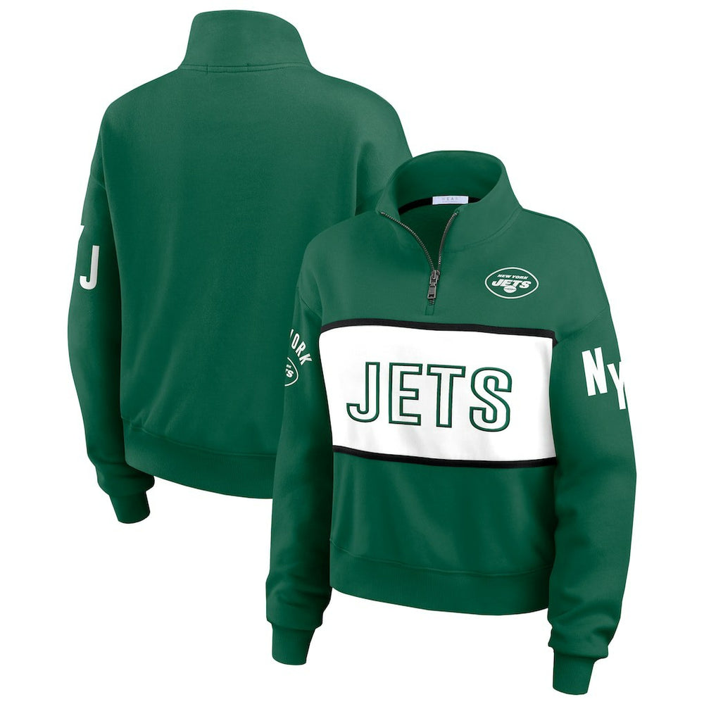 New York Jets WEAR by Erin Andrews Women's Quarter-Zip Jacket Green | NFL