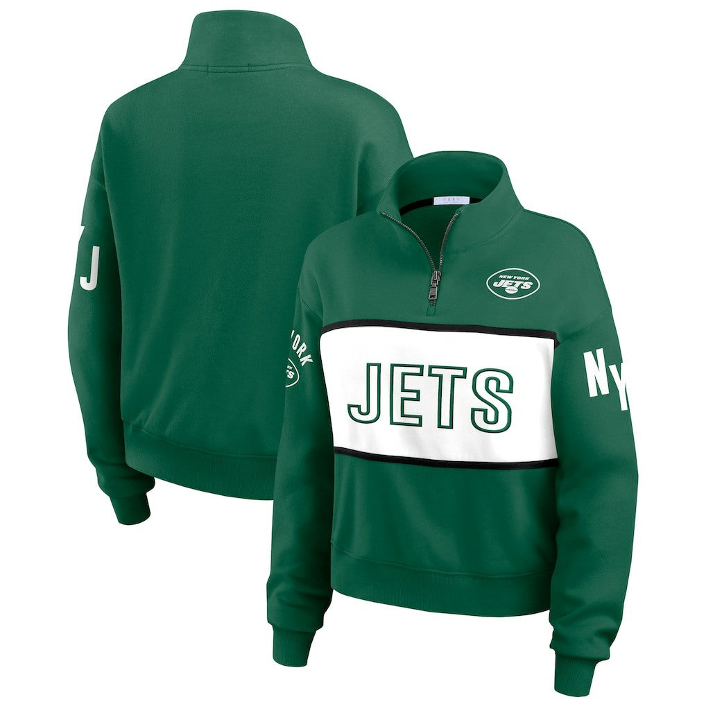New York Jets WEAR by Erin Andrews Women's Quarter-Zip Jacket Green | NFL