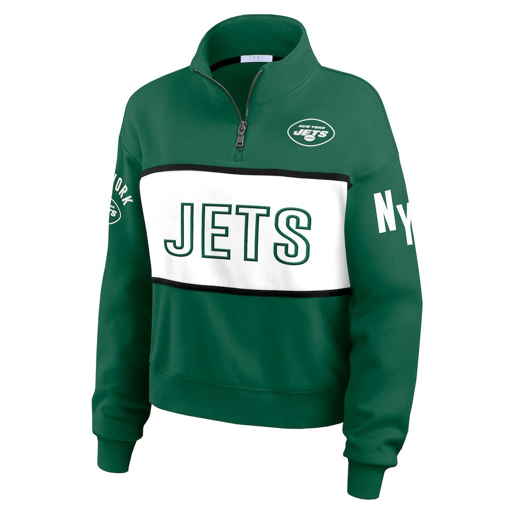 New York Jets WEAR by Erin Andrews Women's Quarter-Zip Jacket Green | NFL