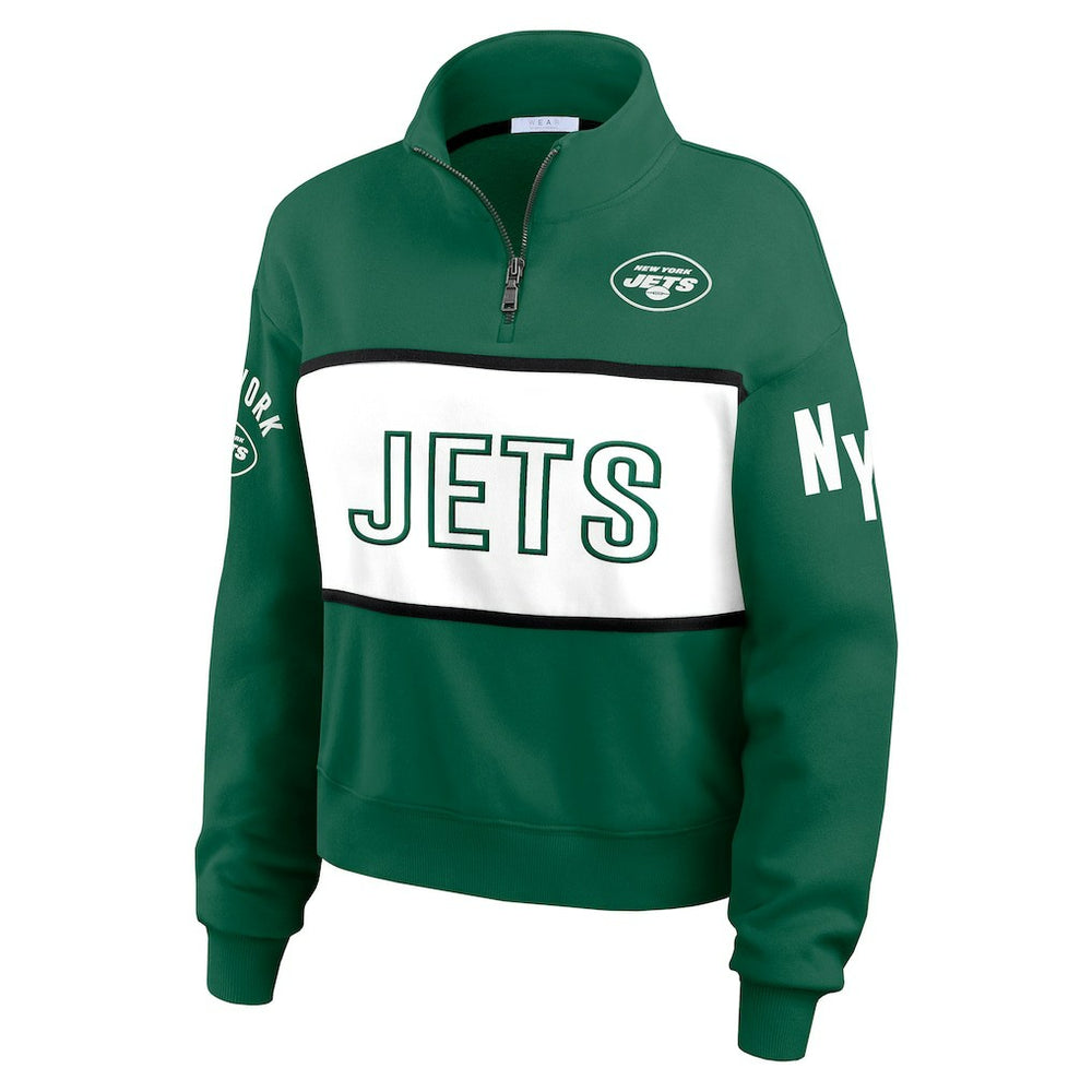 New York Jets WEAR by Erin Andrews Women's Quarter-Zip Jacket Green | NFL