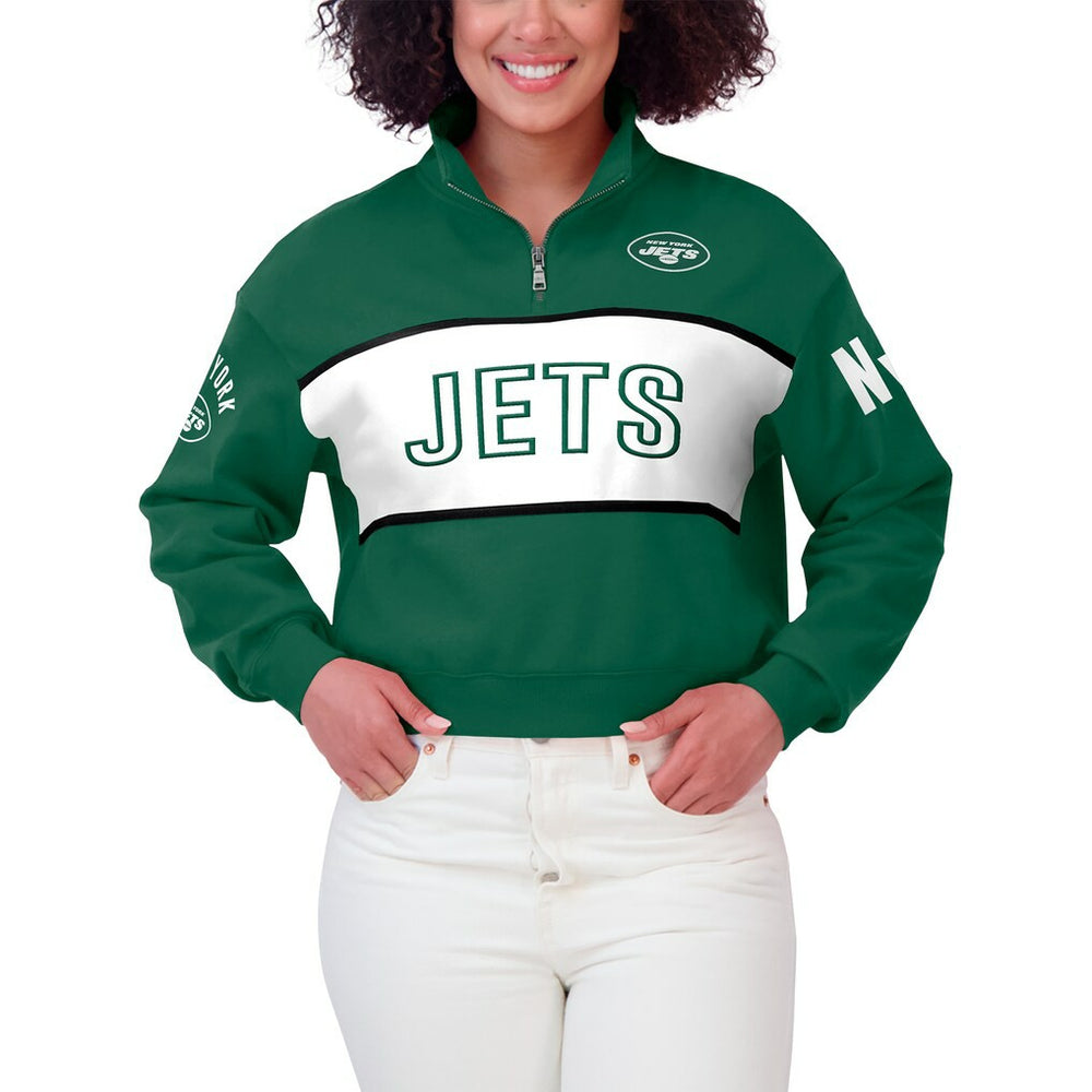 New York Jets WEAR by Erin Andrews Women's Quarter-Zip Jacket Green | NFL