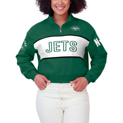 New York Jets WEAR by Erin Andrews Women's Quarter-Zip Jacket Green | NFL