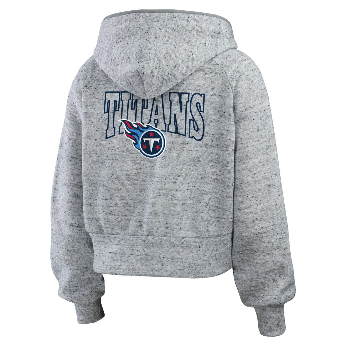 Tennessee Titans WEAR by Erin Andrews Women's Speckled Fleece Cropped Full-Zip Hoodie Heather Gray | NFL