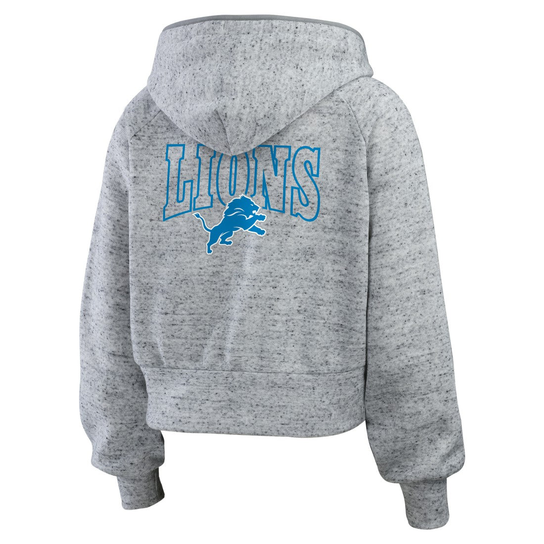 Detroit Lions WEAR by Erin Andrews Women's Speckled Fleece Cropped Full-Zip Hoodie Heather Gray | NFL