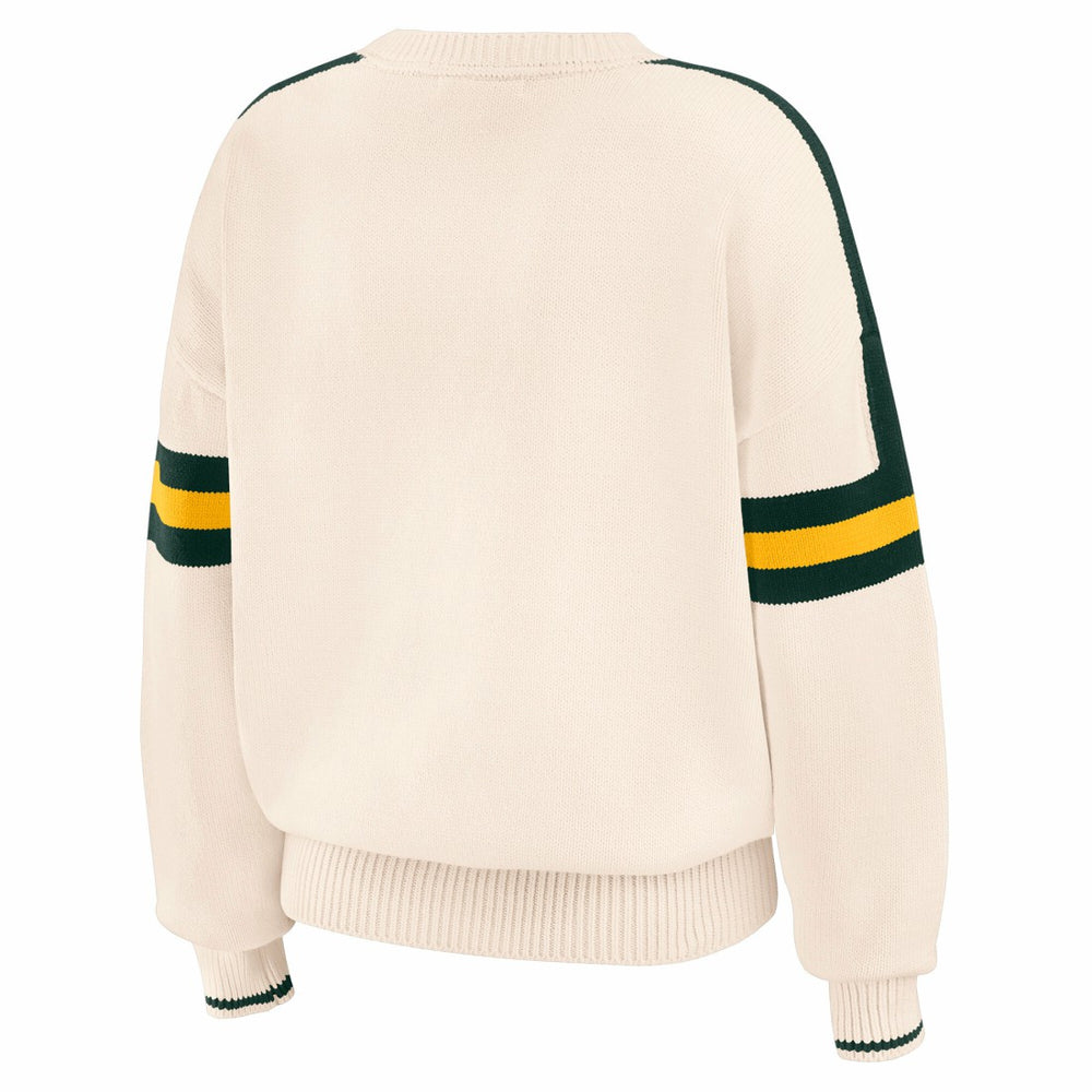 Green Bay Packers WEAR by Erin Andrews Women's Stripe Pullover Sweater Cream | NFL