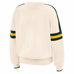 Green Bay Packers WEAR by Erin Andrews Women's Stripe Pullover Sweater Cream | NFL
