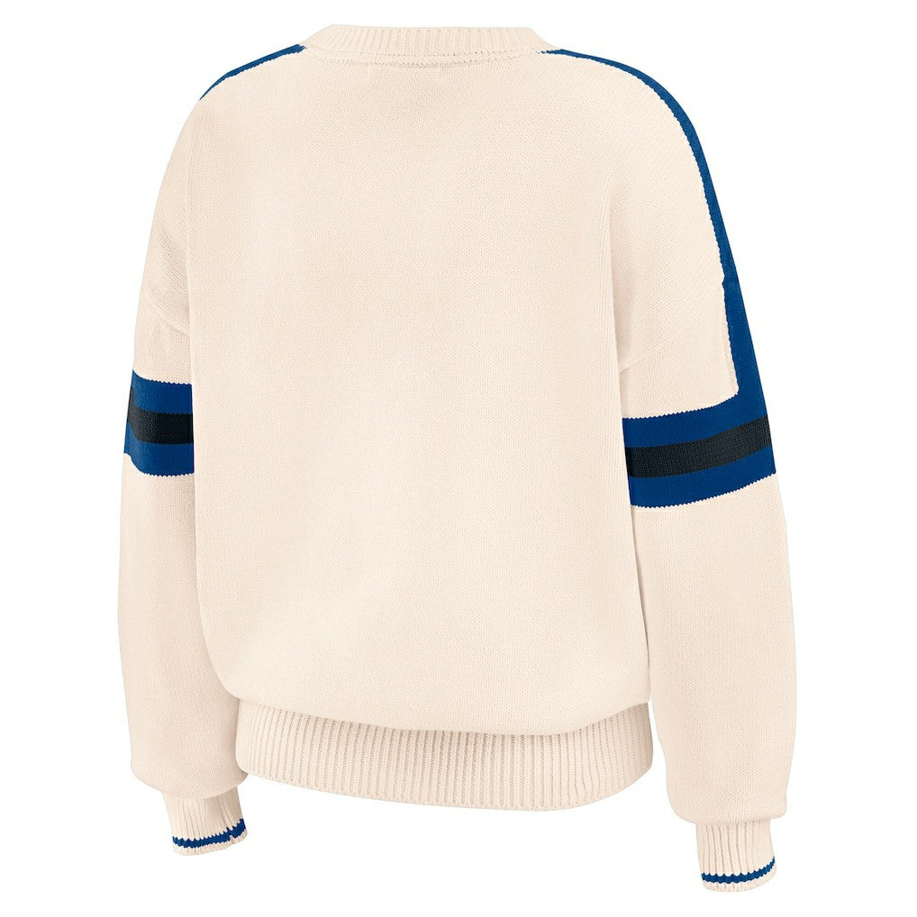 Indianapolis Colts WEAR by Erin Andrews Women's Stripe Pullover Sweater Cream | NFL