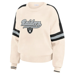 Las Vegas Raiders WEAR by Erin Andrews Women's Stripe Pullover Sweater Cream | NFL