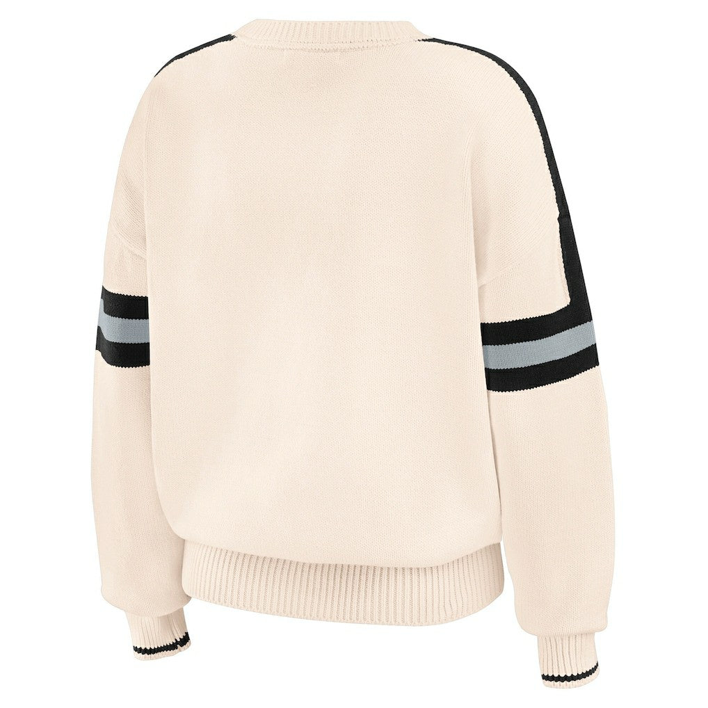 Las Vegas Raiders WEAR by Erin Andrews Women's Stripe Pullover Sweater Cream | NFL