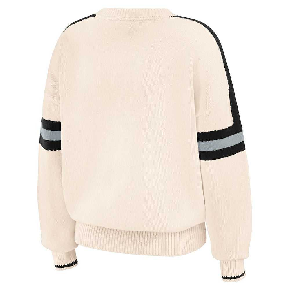 Las Vegas Raiders WEAR by Erin Andrews Women's Stripe Pullover Sweater Cream | NFL