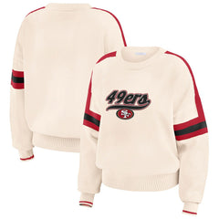 San Francisco 49ers WEAR by Erin Andrews Women's Stripe Pullover Sweater Cream | NFL