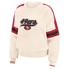 San Francisco 49ers WEAR by Erin Andrews Women's Stripe Pullover Sweater Cream | NFL