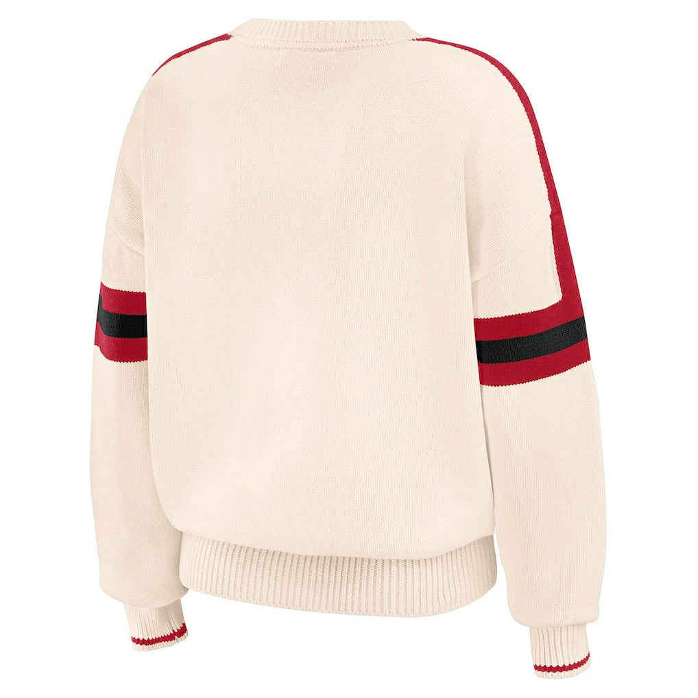 San Francisco 49ers WEAR by Erin Andrews Women's Stripe Pullover Sweater Cream | NFL