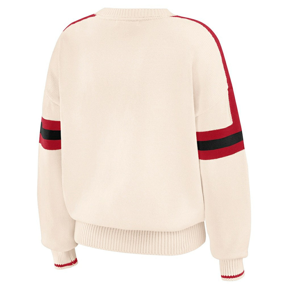 San Francisco 49ers WEAR by Erin Andrews Women's Stripe Pullover Sweater Cream | NFL
