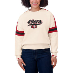 San Francisco 49ers WEAR by Erin Andrews Women's Stripe Pullover Sweater Cream | NFL