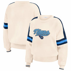 Tennessee Titans WEAR by Erin Andrews Women's Stripe Pullover Sweater Cream | NFL