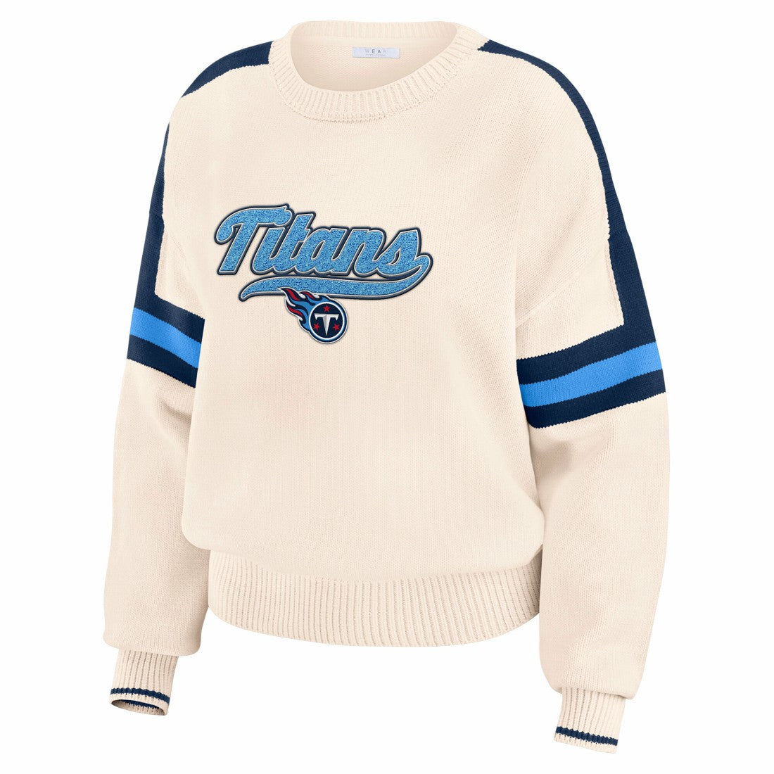 Tennessee Titans WEAR by Erin Andrews Women's Stripe Pullover Sweater Cream | NFL