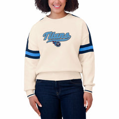 Tennessee Titans WEAR by Erin Andrews Women's Stripe Pullover Sweater Cream | NFL
