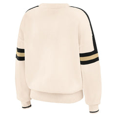 New Orleans Saints WEAR by Erin Andrews Women's Stripe Pullover Sweater Cream | NFL