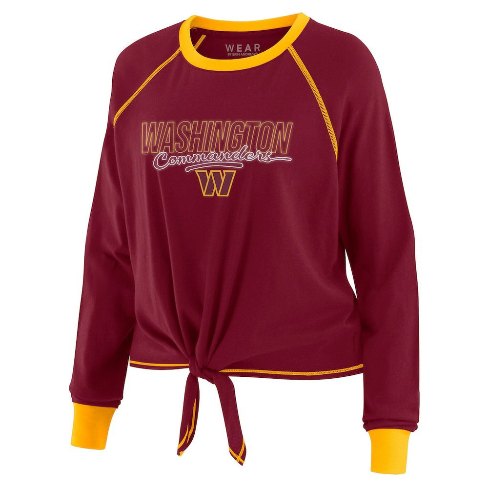 Washington Commanders WEAR by Erin Andrews Women's Tie-Front Long Sleeve T-Shirt Burgundy | NFL