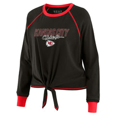 Kansas City Chiefs WEAR by Erin Andrews Women's Tie-Front Long Sleeve T-Shirt Black | NFL
