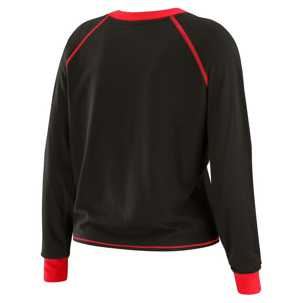 Kansas City Chiefs WEAR by Erin Andrews Women's Tie-Front Long Sleeve T-Shirt Black | NFL