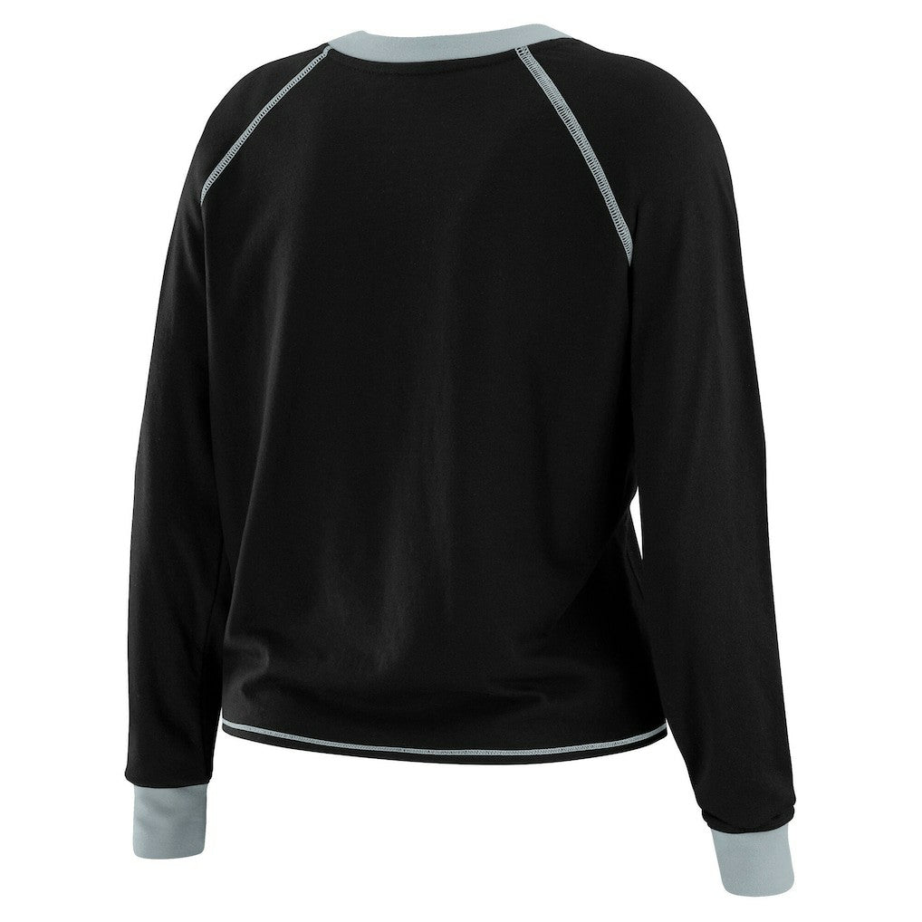 Las Vegas Raiders WEAR by Erin Andrews Women's Tie-Front Long Sleeve T-Shirt Black | NFL