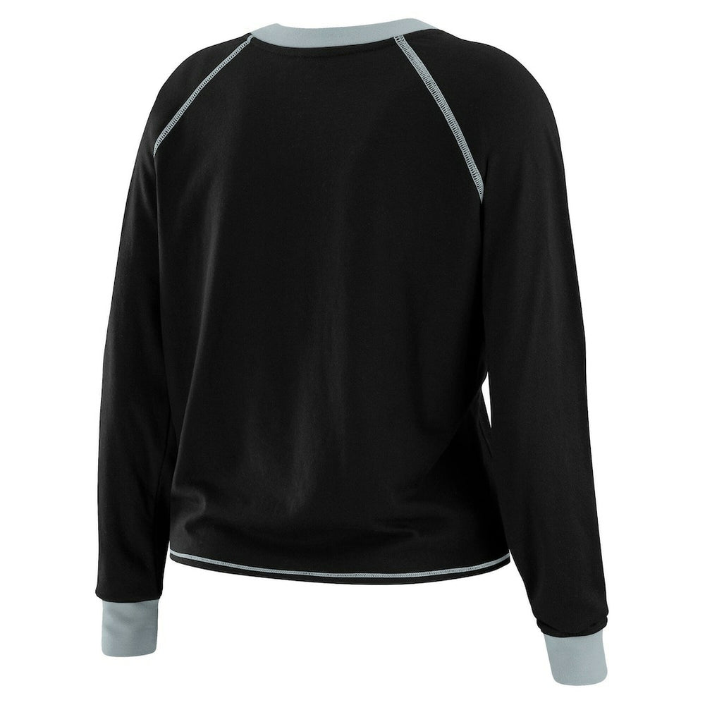 Las Vegas Raiders WEAR by Erin Andrews Women's Tie-Front Long Sleeve T-Shirt Black | NFL