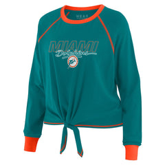 Miami Dolphins WEAR by Erin Andrews Women's Tie-Front Long Sleeve T-Shirt Aqua | NFL