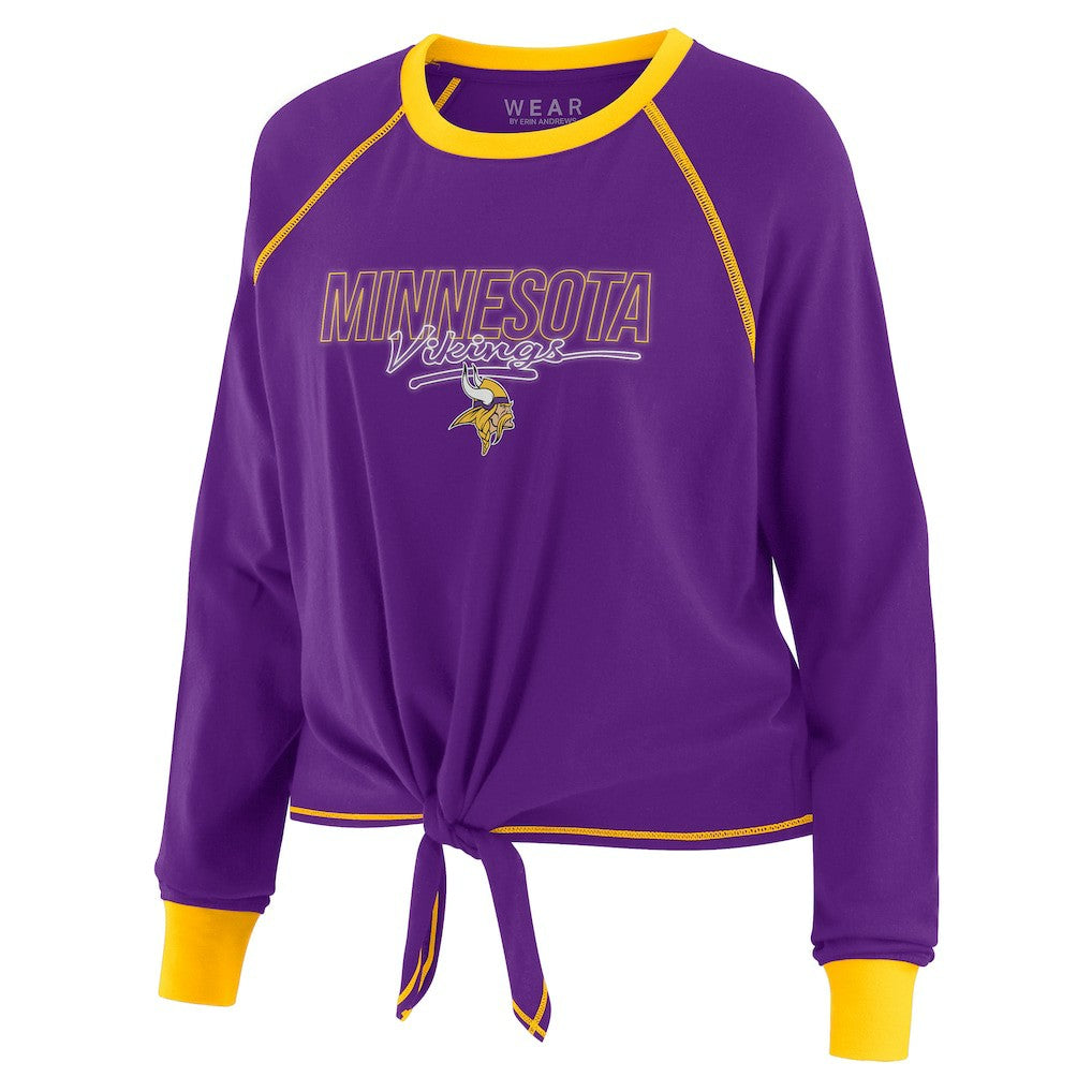 Minnesota Vikings WEAR by Erin Andrews Women's Tie-Front Long Sleeve T-Shirt Purple | NFL