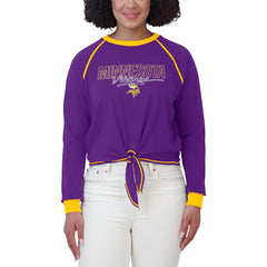 Minnesota Vikings WEAR by Erin Andrews Women's Tie-Front Long Sleeve T-Shirt Purple | NFL