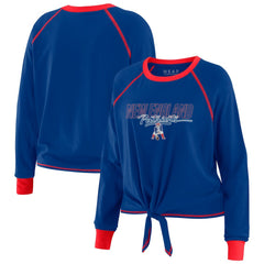 New England Patriots WEAR by Erin Andrews Women's Tie-Front Long Sleeve T-Shirt Royal | NFL