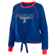 New England Patriots WEAR by Erin Andrews Women's Tie-Front Long Sleeve T-Shirt Royal | NFL