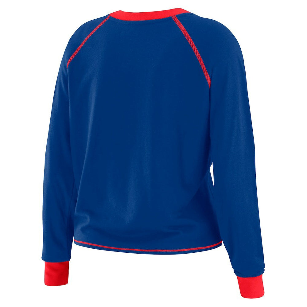 New England Patriots WEAR by Erin Andrews Women's Tie-Front Long Sleeve T-Shirt Royal | NFL