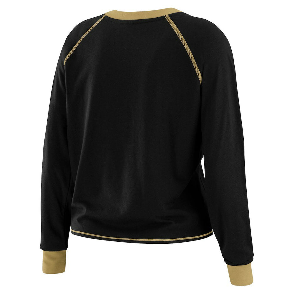 New Orleans Saints WEAR by Erin Andrews Women's Tie-Front Long Sleeve T-Shirt Black | NFL